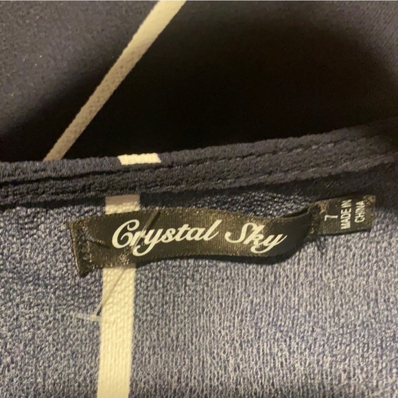 Crystal Bay Jumpsuit Short Sleeve Navy Blue & White Striped Size 7 - Picture 3 of 13